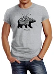Neverless Print-Shirt Herren T-Shirt Abenteuer Berge Wald Bear Mountains Adventure Braun