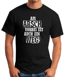 MoonWorks Print-Shirt Herren T-Shirt Am Arsch vorbei ist auch ein Weg Spruch Hellgrau/Hellblau/Weiß