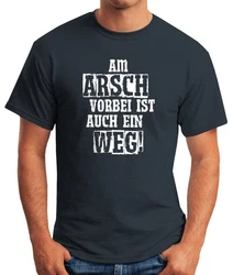 MoonWorks Print-Shirt Herren T-Shirt Am Arsch vorbei ist auch ein Weg Spruch Dunkelblau/Hellgrau/Blau/Grau/Weiß