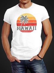 Neverless Print-Shirt Herren T-Shirt Hawaii Palme Tropical Summer Retro Slim Fit Orange/Rot/Weiß/Blau/Gelb