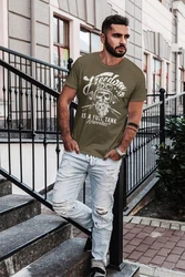 Neverless Print-Shirt Herren T-Shirt Biker Motorrad Motiv Freedom is a full Tank Skull Dunkelgrün/Khaki