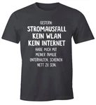 MoonWorks Print-Shirt Herren T-Shirt Gestern: Stromausfall Kein WLAN Kein Internet Khaki/Dunkelgrau/Grau/Blau