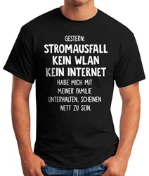 MoonWorks Print-Shirt Herren T-Shirt Gestern: Stromausfall Kein WLAN Kein Internet Gelb/Schwarz/Blau/Grün/Beige/Türkis