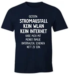 MoonWorks Print-Shirt Herren T-Shirt Gestern: Stromausfall Kein WLAN Kein Internet Blau