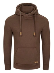 riverso Herren Kapuzenpullover RIVJulian Regular Fit Hoodie Pullover Khaki/Dunkelbraun/Braun/Grau