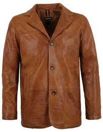 Lederjacke - Herren Lederjacke Sakko Lammnappa cognac