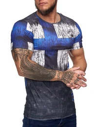T-Shirt SHIRT-COUNTR (Shirt Polo Kurzarmshirt Tee, 1-tlg., im modischem Design) Fitness Freizeit Casual