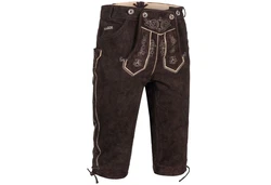 PAULGOS Trachtenhose Herren Lederhose Kniebund mit Trägern Dunkelbraun/Braun/Bordeaux