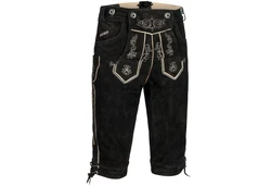 PAULGOS Trachtenhose Herren Lederhose Kniebund Schwarz/Creme