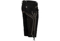 PAULGOS Trachtenhose Herren Lederhose Kniebund Schwarz/Creme