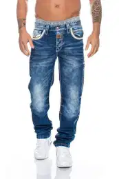 Regular-fit-Jeans Herren Jeans Hose mit aufwendigen Verzierungen Extravagante Details mit eleganter Farbwahl