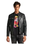 CARLO COLUCCI Lederjacke Bento Schwarz/Orange/Grau/Creme
