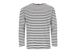 modAS Langarmshirt Bretonisches Streifenshirt Dunkelblau/Weiß/Schwarz