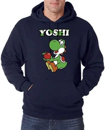 Kapuzenpullover Yoshi mit Apfel Herren Hoodie Pullover mit Retro Gaming Print
