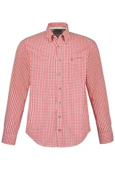 JP1880 Businesshemd Karohemd Trachten Langarm Buttondown-Kragen Rot/Dunkelrot