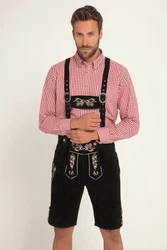 JP1880 Businesshemd Karohemd Trachten Langarm Buttondown-Kragen Rot/Dunkelrot