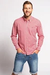 JP1880 Businesshemd Karohemd Trachten Langarm Buttondown-Kragen Rot/Dunkelrot