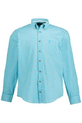 JP1880 Businesshemd Karohemd Trachten Langarm Buttondown-Kragen Hellblau/Türkis/Grün