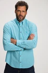 JP1880 Businesshemd Karohemd Trachten Langarm Buttondown-Kragen Hellblau/Türkis/Grün