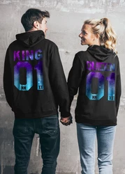 Couples Shop Kapuzenpullover KING & QUEEN Hoodie Set Rosa/Schwarz/Lila/Blau/Silber/Dunkelblau