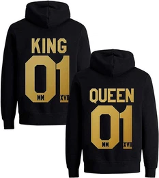 Kapuzenpullover KING & QUEEN Hoodie Pullover Set mit modischem Print