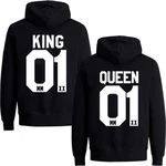 Couples Shop Kapuzenpullover KING & QUEEN Hoodie Set Rosa/Schwarz/Blau