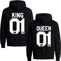 Kapuzenpullover KING & QUEEN Hoodie Pullover Set mit modischem Print