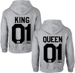 Couples Shop Kapuzenpullover KING & QUEEN Hoodie Set Rosa/Grau/Dunkelgrau/Dunkelgrün/Silber