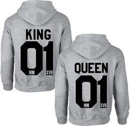 Kapuzenpullover KING & QUEEN Hoodie Pullover Set mit modischem Print
