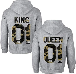 Kapuzenpullover KING & QUEEN Hoodie Pullover Set mit modischem Print