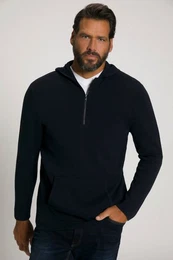 Rundhalspullover Hoodie Milano Strick Kapuze Zipper