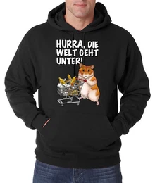 Kapuzenpullover Hurra Die Welt Geht Unter Herren Hoodie Pullover mit lustigem Hamster Frontprint