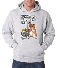 Kapuzenpullover Hurra Die Welt Geht Unter Herren Hoodie Pullover mit lustigem Hamster Frontprint