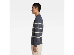 G-STAR Sweatshirt Placed Stripe Loose Dunkelblau/Blau/Grau