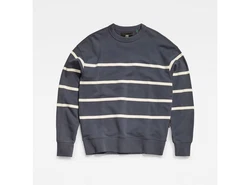 G-STAR Sweatshirt Placed Stripe Loose Dunkelblau/Blau/Grau