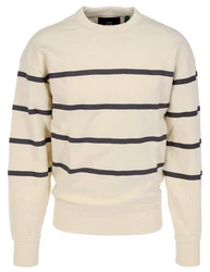 G-STAR Sweatshirt Placed Stripe Loose Dunkelblau/Beige/Creme/Weiß