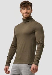 Indicode Rollkragenpullover Eagon Khaki/Dunkelgrün