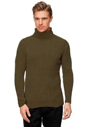 Longsleeve Pullover Rollkragen Longsleeves Komfort Retro (1-tlg) 3427 in Dunkelbraun