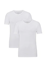 Rundhalsshirt T-Shirt Doppelpack - Body Fit - Rundhals - Wei (2-tlg) Ideal zum Unterziehen
