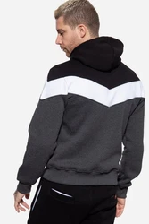 Akito Tanaka Kapuzenpullover Triple Tone (1-tlg) Dunkelgrau/Grau/Schwarz/Rot/Dunkelblau