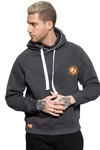 Akito Tanaka Kapuzenpullover Attraction mit Teilungsnähten Dunkelgrau/Braun/Hellgrau/Grau