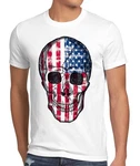 style3 T-Shirt USA Skull Totenkopf Creme/Weiß/Beige