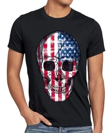 T-Shirt USA Skull Totenkopf stars stripes flagge amerika knochen rocker