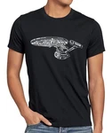style3 T-Shirt Trekkie Sci-Fi Trek Enterprise Wars Voyager Grau/Dunkelgrau/Schwarz