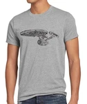 style3 T-Shirt Trekkie Sci-Fi Trek Enterprise Wars Voyager Dunkelgrau/Grau