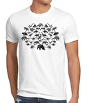 style3 T-Shirt Monster Big Bang Dinosaurier Weiß/Lila/Rosa/Gelb/Braun