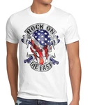 Style3 T-Shirt USA Rocker Skull Totenkopf Flagge Biker Stars Stripes Amerika US Weiß/Blau/Silber/Rot