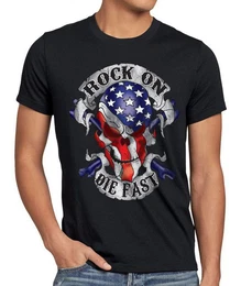 T-Shirt USA Rocker Skull Totenkopf Flagge biker stars stripes amerika us