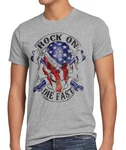 Style3 T-Shirt USA Rocker Skull Totenkopf Flagge Biker Stars Stripes Amerika US Hellgrau/Blau/Dunkelgrau/Grau/Silber