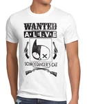 style3 T-Shirt Wanted Schroedinger's Katze Silber/Schwarz/Weiß/Braun/Grau/Dunkelblau